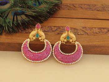 Designer matte finish ruby peacock earrings 1