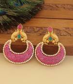 Designer matte finish ruby peacock earrings