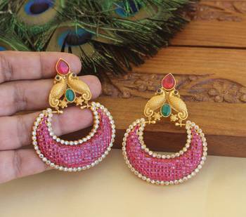 Designer matte finish ruby peacock earrings 2
