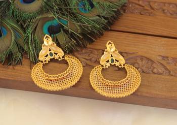Designer matte finish ruby peacock earrings 4