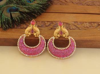 Designer matte finish ruby peacock earrings 1