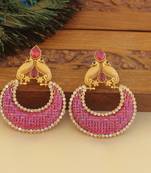 Designer matte finish ruby peacock earrings