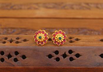 Designer gold plated kempu earrings 1
