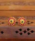 Designer gold plated kempu earrings