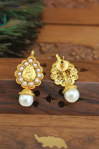 Designer gold plated temple earrings