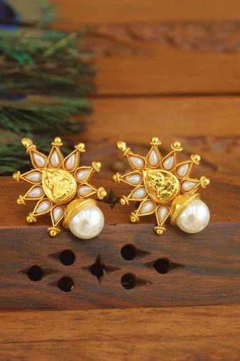 Designer gold plated temple earrings