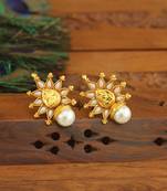 Designer gold plated temple earrings