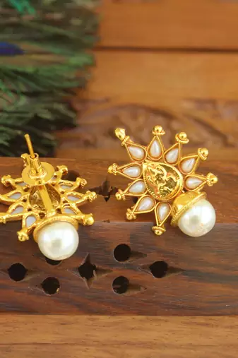 Designer gold plated temple earrings