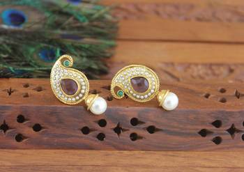 Designer gold plated mango earrings 1