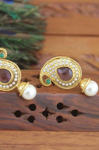 Designer gold plated mango earrings