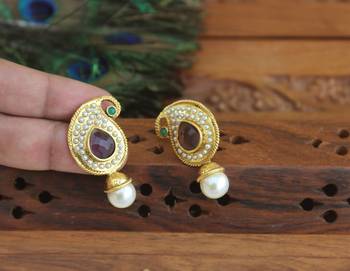 Designer gold plated mango earrings 2
