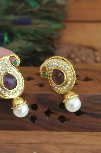 Designer gold plated mango earrings