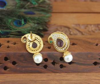 Designer gold plated mango earrings 3