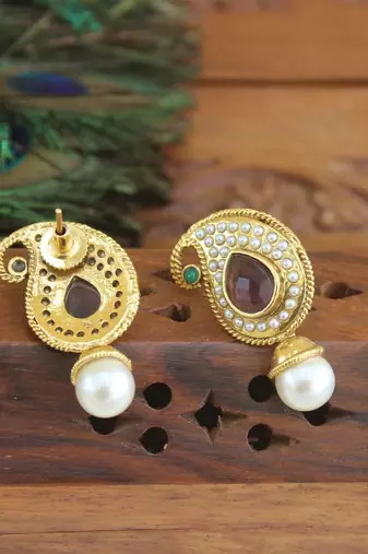 Designer gold plated mango earrings
