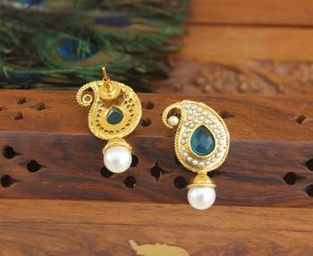 Designer gold plated mango earrings 3