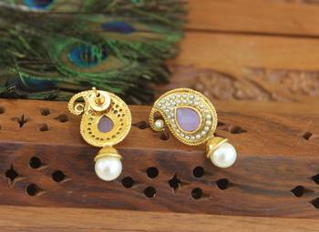 Designer gold plated mango earrings 3