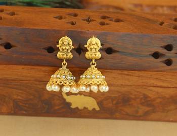 Designer matte finish  temple earrings 1