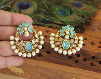 Designer gold plated chandbali earrings 2