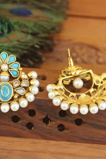 Designer gold plated chandbali earrings