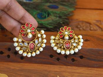 Designer gold plated chandbali earrings 2