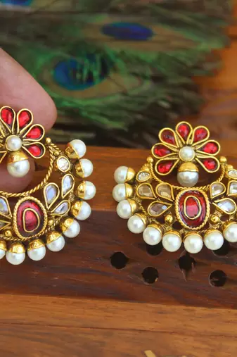 Designer gold plated chandbali earrings
