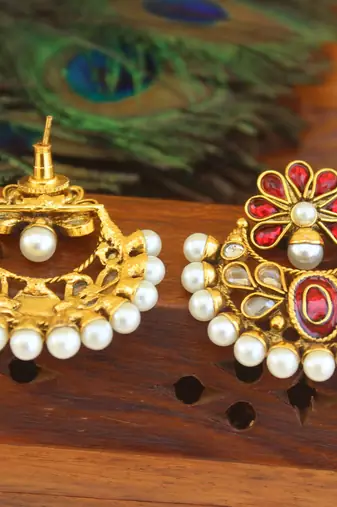 Designer gold plated chandbali earrings