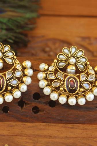 Designer gold plated chandbali earrings