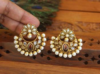 Designer gold plated chandbali earrings 2