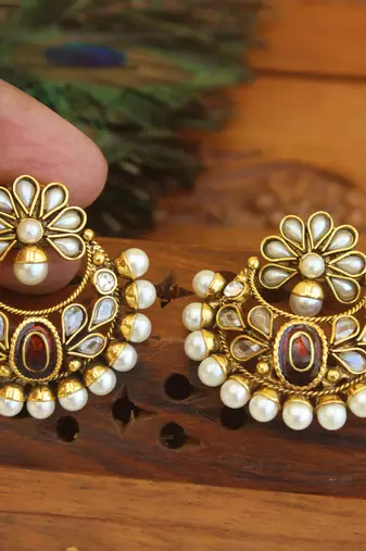 Designer gold plated chandbali earrings