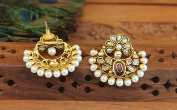 Designer gold plated chandbali earrings 3