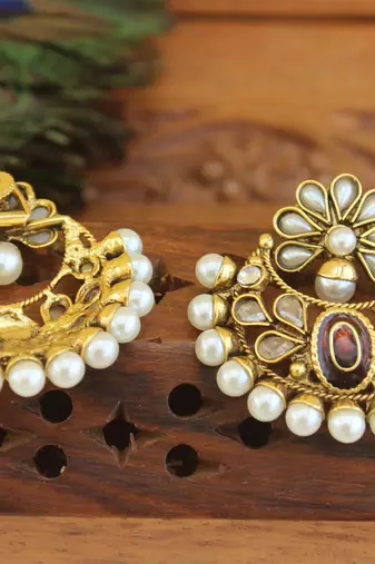 Designer gold plated chandbali earrings