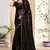 Embellished Chinon Chiffon Saree In Black With Matching Blouse Piece