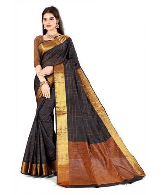 Black silk saree with blouse piece 1