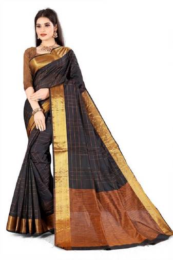 Black silk saree with blouse piece