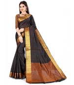 Black silk saree with blouse piece