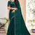 Embellished Chinon Chiffon Saree In Dark Green With Matching Blouse Piece