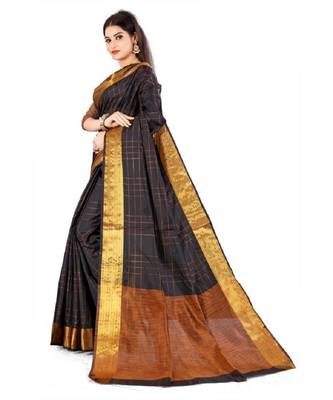 Black silk saree with blouse piece 2