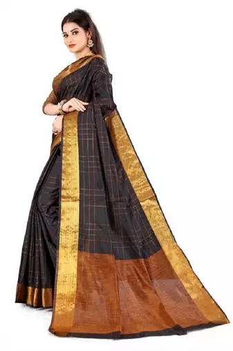 Black silk saree with blouse piece