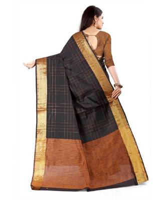 Black silk saree with blouse piece 3