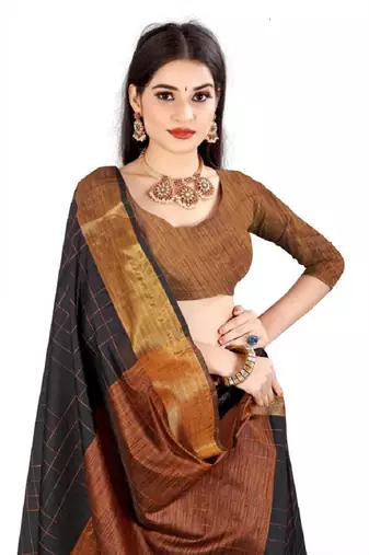 Black silk saree with blouse piece