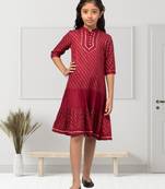 Midi Dress For Girls In Printed Rayon Fabric