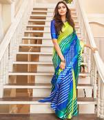 Blue Kota Doriya Printed With Beautiful Border & Rich Pallu With Kota Dori Blouse And Saree For Women 