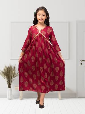 Maxi Dress For Girls In Printed Rayon Fabric 1