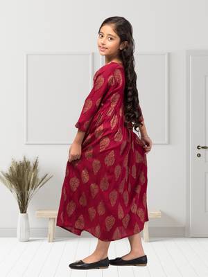 Maxi Dress For Girls In Printed Rayon Fabric 3