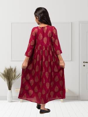 Maxi Dress For Girls In Printed Rayon Fabric 4