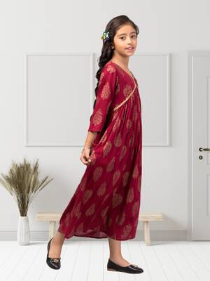 Maxi Dress For Girls In Printed Rayon Fabric 5