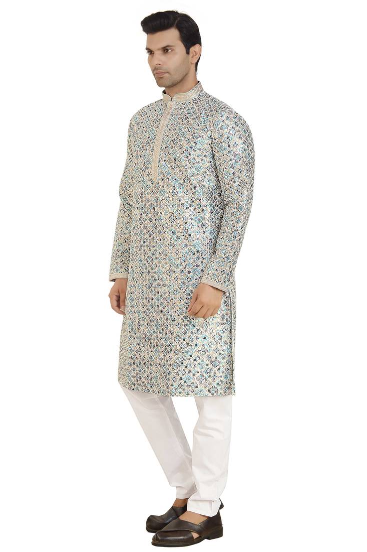 Arruga stylish mirror work sequins digital print  kurta pajama