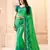 Green Georgette Printed Saree Lace Border & Rich Pallu With Plain Blouse And Saree For Women 