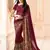 Marron Georgette Printed Saree Lace Border & Rich Pallu With Plain Blouse And Saree For Women 