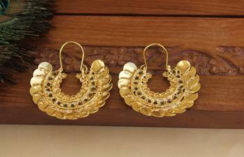 Designer gold plated temple coin earrings 3